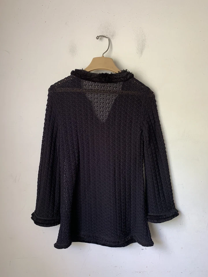 Sexy Suéter Sara Campbell Mujer Pequeño Negro Gótico Fecha Noche Cóctel Flecos Foto 3 de 4