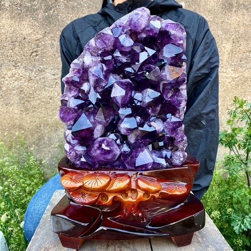 15.8LBNatural Amethyst cluste quartz cluster crystal specimen Healing+base - 第 1/15 張圖片