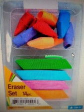 3 SETS OF 14 PIECE ERASER SET 8 PENCIL TIPS 4 POINTED BLOCKS  Free Shipping