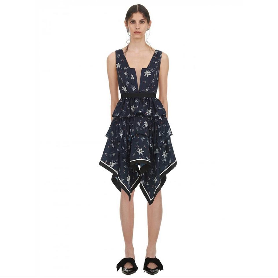 Self-Portrait Star Handkerchief Sleeveless Satin Dress UK 4 US 0