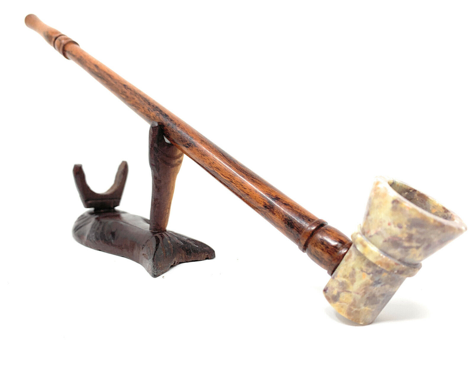 New 11 inch Long Churchwarden Gandalf Hobbit Pearwood tobacco pipe Stone Cone Bowl .