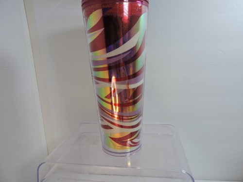 Starbucks Tumbler with lid Silver&Hot pink with green mermaid logo 24 OZ 2021 - Picture 2 of 6