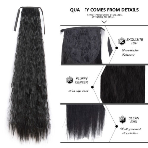 Corn Wave Ponytail light blonde 33in 140g Curly 85cm As Human Hair Extensions - Bild 9 von 27