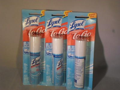 Lot Of 3 Lysol To Go Travel Size Disinfectant Sprays Crisp 