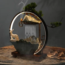 Desktop Water Fountain Indoor Waterfall with Atomizer & LED Table Decor Fountain