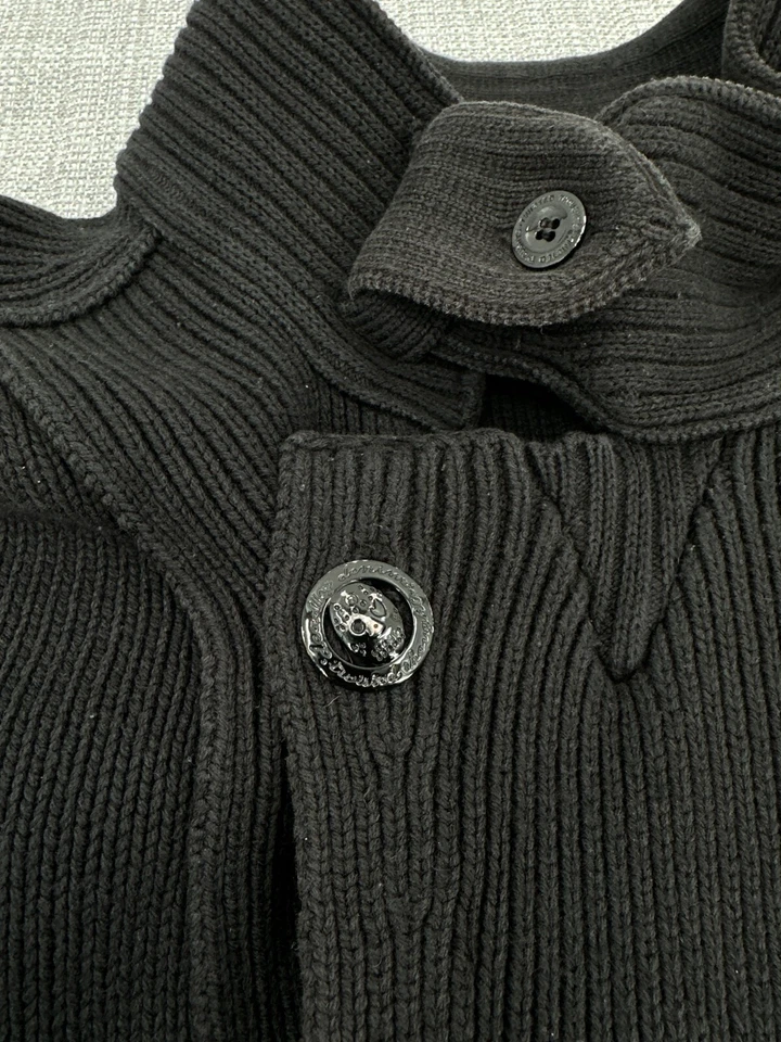 Chaqueta Suéter Firetrap Para Hombre Mediana Doble Pecho Preppy Negra Comodidad* Foto 4 de 4