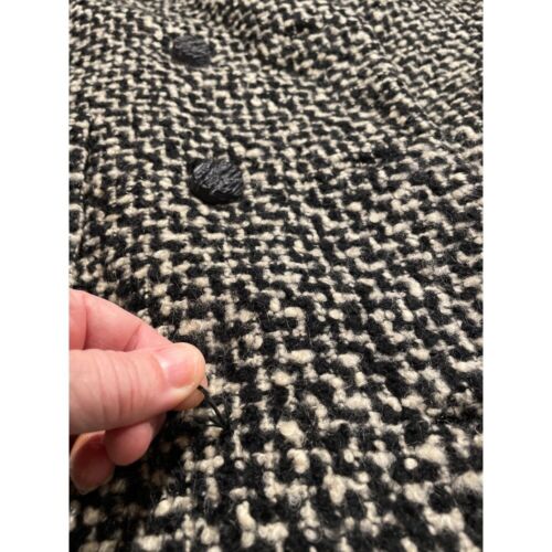 Abrigo de tweed vintage negro blanco Bonwit Teller Robert Field para Linker USA Union M - Imagen 7 de 12