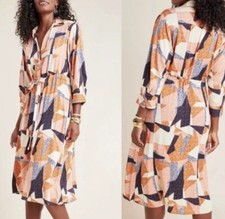Corey Lynn Calter Patchwork Abstract Print Midi Length Shirt Dress SZ S VGUC 