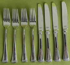 NEW Lenox Stainless Portola Dinner Forks + Knives - Set of Four Each