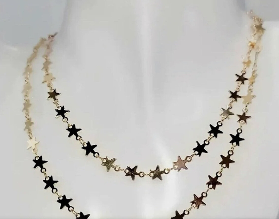 【VINTAGE HOLLYWOOD】[925silver] Twinkle Layered Necklace Amazon.com: Inactwin Star Y2k Silver Necklace Grunge Layered