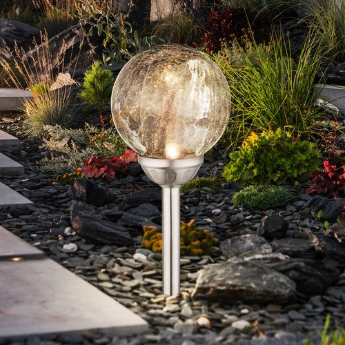 RGB LED Solar Außen Deko Beleuchtung Steck Leuchte Rasen Garten Glas Kugel IP44 - Bild 1 von 11