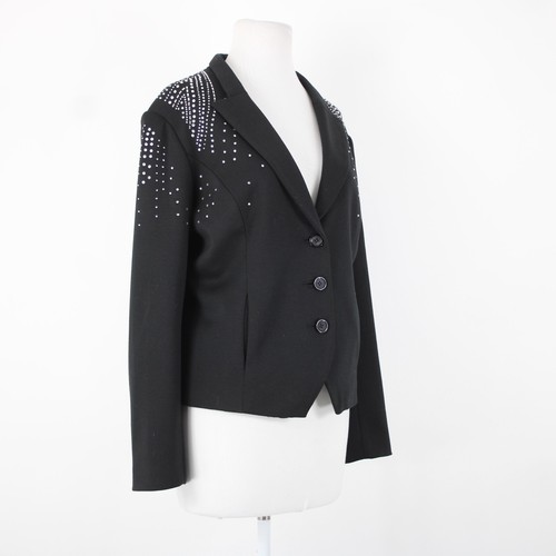 Antthony Sz L Black Silver Rhinestones Collared Lined Polyester Rayon Jacket - Picture 18 of 24