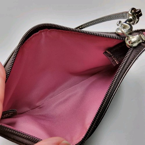 Coach Patent Leather Wristlet Pouch Clutch Wallet Brown - Picture 4 of 5