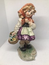 Figura Campesina Italiana Capodimonte Llevando Flores, 13 1/2" FIRMADA