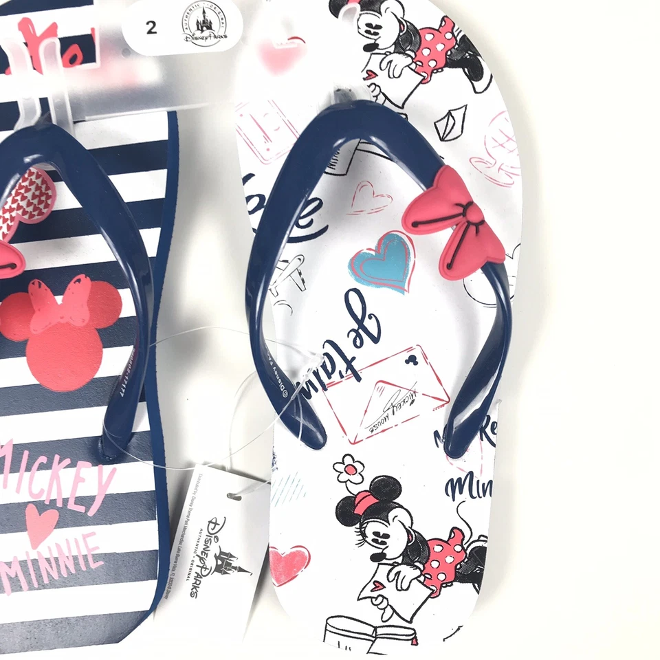 Sandalia Chanclas Minnie Mouse Rayas Arcos Azul Blanco Rosa Parques Disney Talla 2 Foto 4 de 4