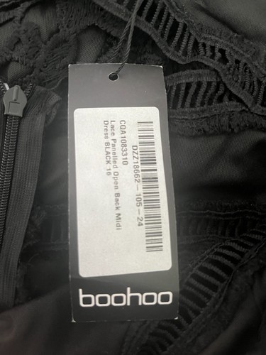 BOOHOO Bodycon Midi Dress Size Large 16 Black Lace Panel Womens NEW EU44 RRP £29 - Picture 8 of 14