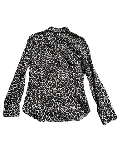 J CREW DAMEN SCHMALES PERFEKTES HEMD IN LEOPARDENMUSTER - LEINENMISCHUNG GRÖSSE Small neu mit Etikett - Bild 4 von 9
