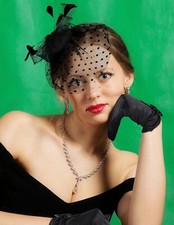 NEW Black costume headpiece fascinator for halloween, funeral, tea party, derby