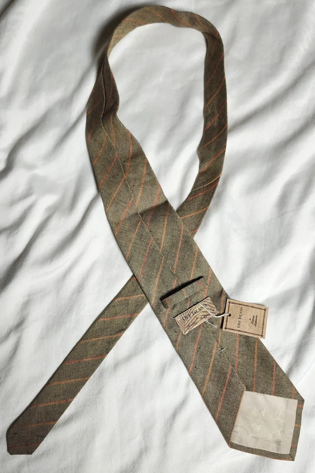 Corbata Tommy Bahama Off Island Para Hombre Algodón Lino Marrón Rayas Hecha en EE. UU. Foto 2 de 4