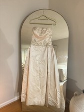 REEM ACRA champagne silk beaded gown sz 10