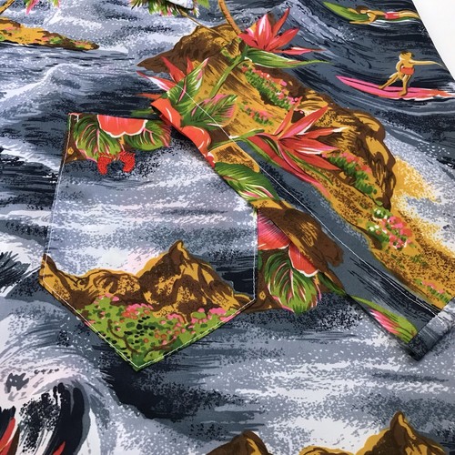 VTG Hang Ten 60s 70s Hawaiian Shirt Surf Hibiscus Sz L Poly Multicolor EUC Rare - Picture 8 of 12