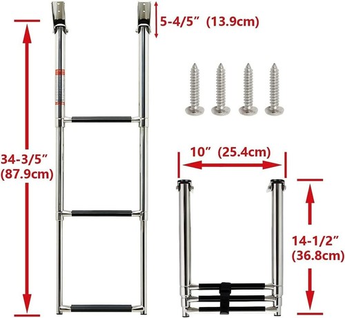 Huang-Made 3 Step Stainless Steel Boat Ladder Marine Boat Telescoping Boarding - Imagen 7 de 9
