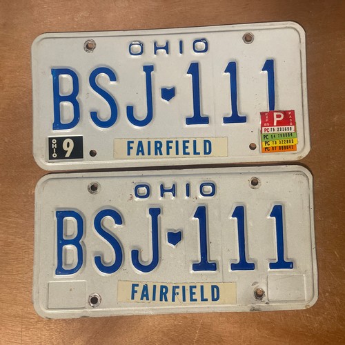 1985 Ohio License Plate Pair BSJ111 Fairfield County eBay