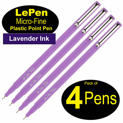 LePen 4300-S8 Lavender 0.3mm Micro-Fine Plastic Point Pen, Pack of 4 Pens