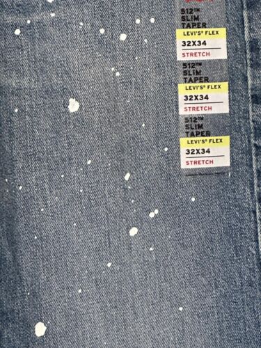 Levis 512 Jeans Mens 32x34 Splatter Slim Taper Flex Eco Performance Denim NWT - Picture 4 of 8