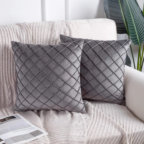 1PC 16" 18" 20" 22" 24" Velvet Checked Cushion Cover Pillow Case Home Sofa Decor - Picture 15 of 16