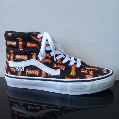 Vans Men Skate Sk8-Hi Vans x Thrasher Canvas Sneaker in Cool Looking Black/Multi