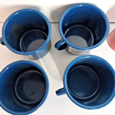 Set Of 4 - GSI Outdoors Blue Enamelware Graniteware 18 oz. Coffee Mug Cup -NEW