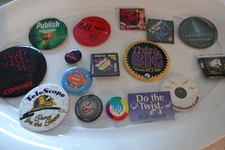 Vintage Novelty computer business Misc Button Pin pin backs brooch   located xo2