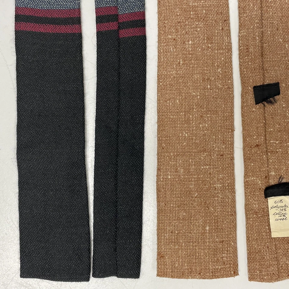 3 шт. галстук лот винтажный 50-е РУЧНОЙ ТКАЦКИЙ шерстяной КВАДРАТНЫЙ КОНЕЦ узкий тонкий галстук рокабилли - Изображение 3 из 4