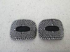 Vintage French 19th Century Steel Cut Ornate Shoe Clips 2" x 1.5"