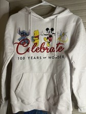 Disney White Hoodie Sweatshirt Celebrate 100 Years Of Wonder Small 3-5