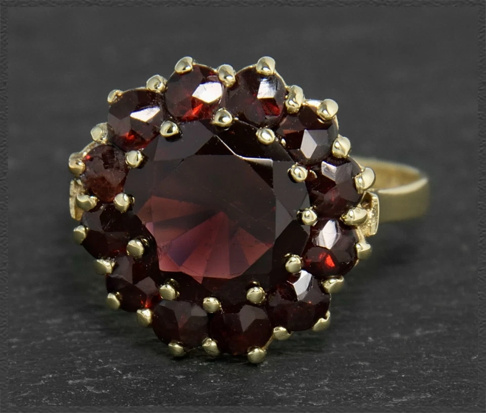 Vintage Granat Damen Ring aus 333 Gold, mit 8,3ct, um 1950 Gelbgold Cocktialring - Bild 3 von 4