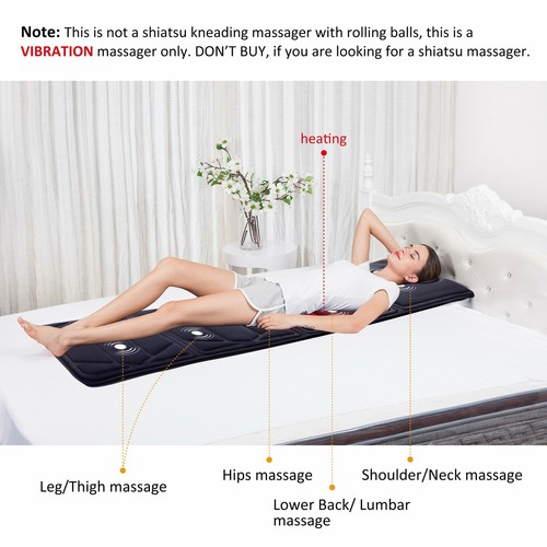 Snailax Massage Mat, Massage Cushion Pad with Heat for Full Body Vibration Motor - Picture 2 of 8
