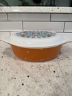 Vintage Pyrex Oval Casserole Dish Navajo/Aztec Pattern 045  2 1/2 Qts