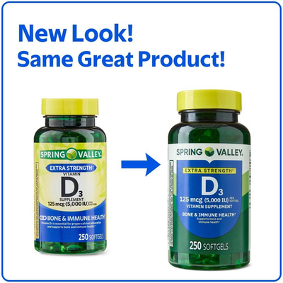 #ad #ad Spring Valley Extra Strength Vitamin D3 Softgels 125 mcg 5000 IU 250 Count $7.89