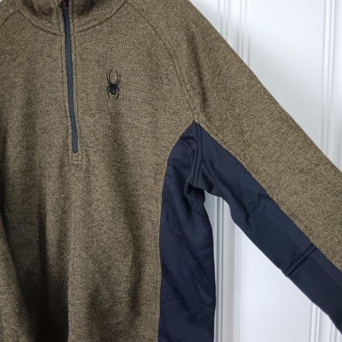 Maglione SPYDER Active Sports uomo verde oliva nero mezza zip collo alto taglia XL - Foto 3 di 8
