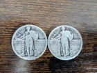 2 STANDING LIBERTY SILVER QUARTERS - NO DATE