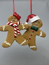 KURT ADLER Gingerbread Man Woman Clay Christmas Ornament Lot 4  