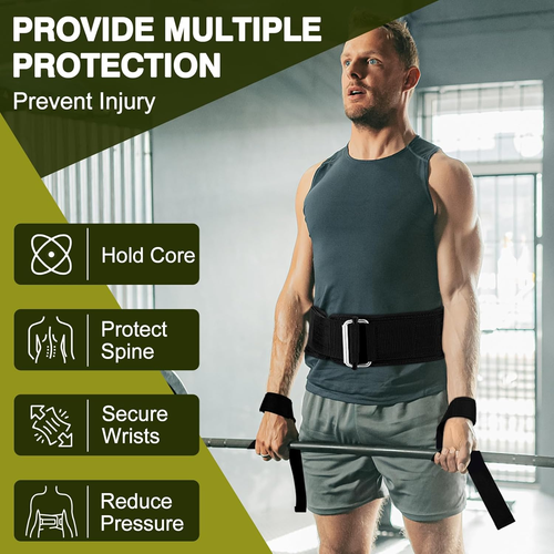 Weight Lifting Belt and Lifting Straps: Weightlifting Gym Belt for Men Women ...