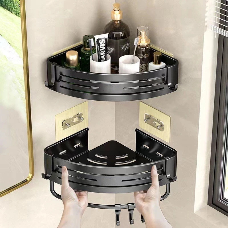 2 Tlg. Duschkorb Duschablage ohne Bohren Edelstahl Regal Eckregal Duschregal DE - Bild 2 von 4