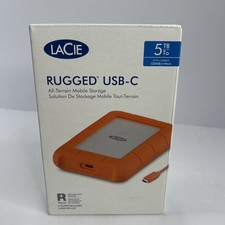 LaCie Rugged 5TB External USB-C USB 3.2 Gen 1 Portable Hard Drive Orange/Silver