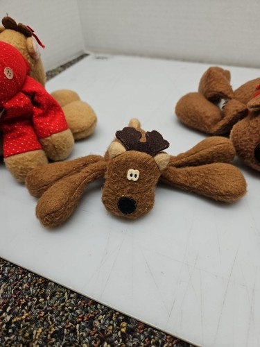 4 Hallmark Reindeer Christmas Bean Bag Plush Stuffed Animal Doll Toy - Picture 11 of 12