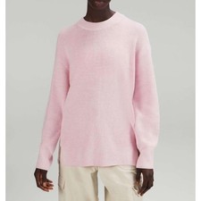 Lululemon Merino Wool-Blend Ribbed Crewneck Sweater Heathered Pink Peony Size 2