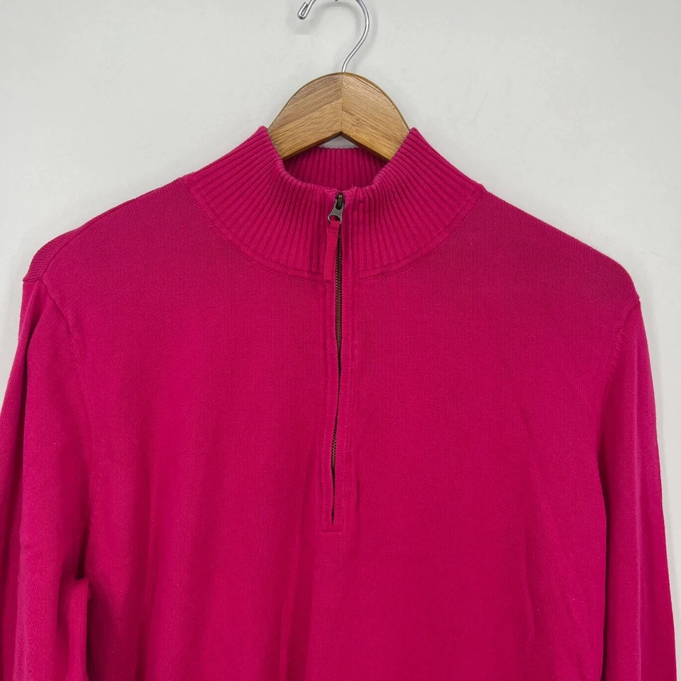 Foxcroft Sweater Women's Size XL Pink 1/4 Zip Pullover 100% Cotton Solid - Image 2 of 4