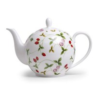 Teekanne Tealogic Mirella 1,0L - Fine Bone China Porzellan - Erdbeer-Dekor